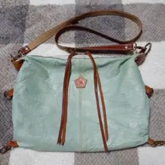 美品★アインソフ★ミントグリーン レザー ショルダーバッグ★本革★送料込み