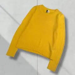 2955【H&M】ニット　セーター　長袖　黄色　ＸＳ　透かし　派手　カジュアル