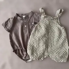2点セット　チェックオーバーオールセット