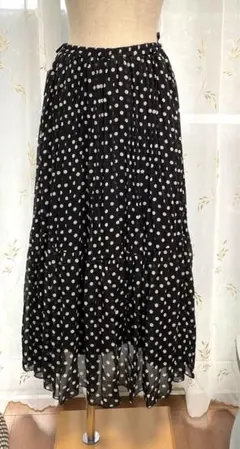 新品　タグ付き　アース　エコロジー　ギャザーフリル水玉　ロングスカート