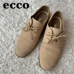 ecco エコー プレーントゥ ベージュ パンチングレザー