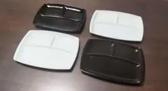 ワンプレート ランチプレート 仕切り付き 陶器 ホワイト 白 ブラック 黒 4枚