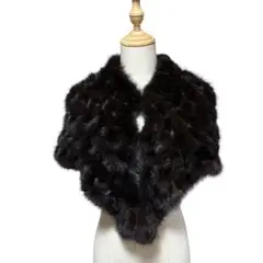 美品✨ グラマーミンク 大判ショール ワッフル編み ブラック MINK