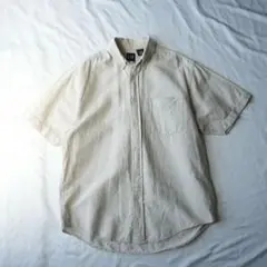 90s OLD GAP リネンコットン 半袖シャツ ボタンダウン　古着　生成り