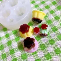 #0048シリコンモールド　プリン　2サイズ　ミニチュア　スイーツ　食玩　レジン