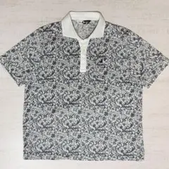 Black & Whiteゴルフウェア ポロシャツ 植物柄 半袖 LL
