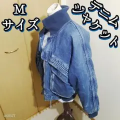 デニムジャケット ボンバージャケット アウター ブルゾン ブルー 防寒着 立襟