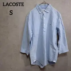 ラコステ　LACOSTE 七分袖　シャツ　ハーフボタン　水色　S
