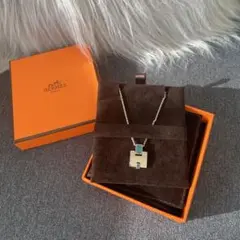 エルメス HERMES ネックレス H シルバー ブルー