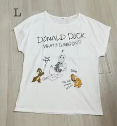 Disney チップ＆デール　ドナルドダック Tシャツ L ホワイト