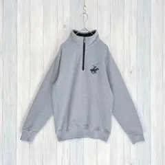 【POLOCLUB】長袖 ハーフジップアップトレーナー トップス グレー M
