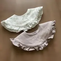 フリル付き花柄スタイ2枚セット