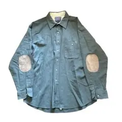 80s PENDLETON ペンドルトン　ウールシャツ　グリーン　エルボーパッチ