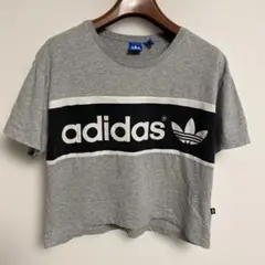 adidas アディダス クロップドTシャツ グレー S