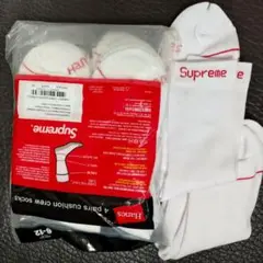Supreme × Hanes クルーソックス ホワイト 8枚入り（4足セット）