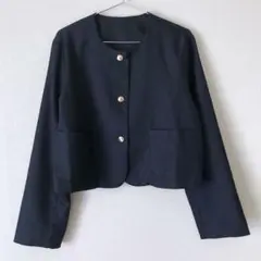 メイル Meiru 金釦ノーカラージャケット ネイビー L