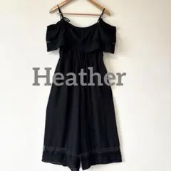 Heatherオフショルダー ワイドパンツ オーバーオール F キレイめ