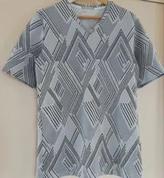 HIGH STREET ランダム ブロック Vネック Tシャツ 日本製　L