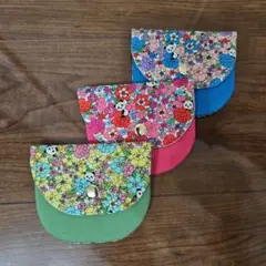 ミニポーチ　小銭入れ　花柄ぱんだセット