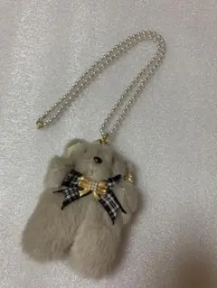 くまのぬいぐるみ　パールネックレス　ヴィンテージ　未使用品