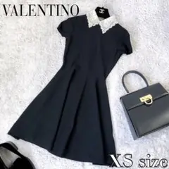 イタリア製【美品】VALENTINO ストレッチワンピース ビーズ襟 ブラック