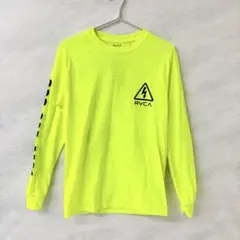 新品 RVCA ルーカ ロングスリーブ Tシャツ ロンT S 蛍光イエロー