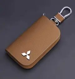 三菱(MITSUBISHI)キーケース レザー 革 キーカバー 高級 茶色 2