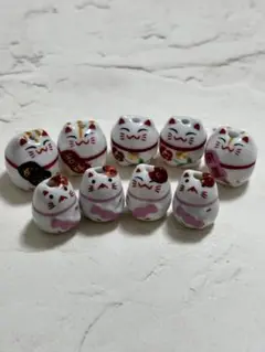 陶器の猫ビーズ　9種類の 猫 ビーズ