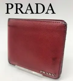 PRADA ブランド レッド 折り財布 お洒落 メンズ レディース