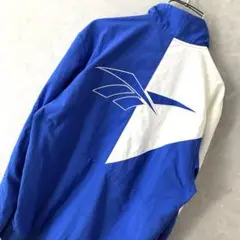 Reebok ベクターロゴ ナイロンジャケット 青白 美品 M
