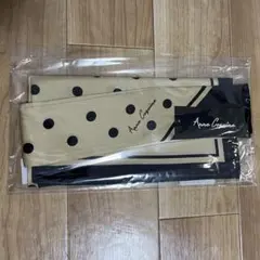 アンコキーヌ　プリント柄 シルクスカーフ 2枚組 ドット柄ベージュ