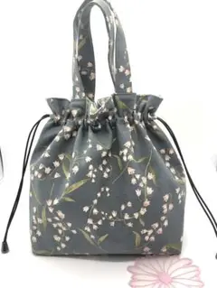 夏の応援SALE❣️スズランの巾着トートバッグ♡モーメント グレー すずらん