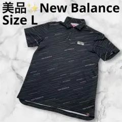 美品✨　New Balance ゴルフ　ブラックストライプ　ポロシャツ L