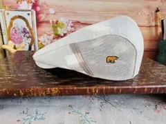 【美品】ゴールデンベア ハンチング　58cm 白 紳士 メンズ 帽子春夏用