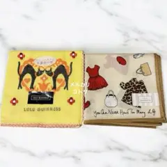 Lulu Guinness ルルギネス　 ハンカチ ネコ　刺繍　6重ガーゼ