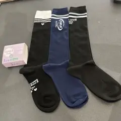 【新品☆19-24㎝】女の子用　ハイソックス　靴下　3足セット　通学用　⑤