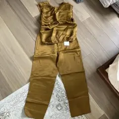 ZARAザラタキマキ風セットアップサテン マスタード色 パンツセットアップ S