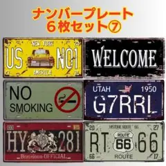 7【6枚セット】アメリカン ナンバープレート ブリキ看板 USA風 ディスプレイ