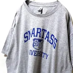 ギルダン スマートアス大学 ロゴ Tシャツ グレー 灰色 XL 古着