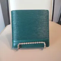 二つ折り財布 本革 メンズ グリーン