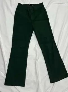 ZARA ダークグリーン フレアパンツ