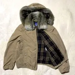 美品 BURBERRY バーバリーブルーレーベル ファーチェック ブルゾン 38