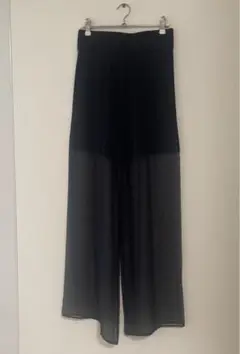 HYKE シフォンレイヤードパンツ シアー シースルー ネイビー
