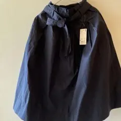 UNIQLO ハイウエストベルテッドフレアミディスカート M ネイビー