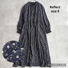 【美品】リフレクト フラージュプリントワンピース 花柄 ネイビー 9
