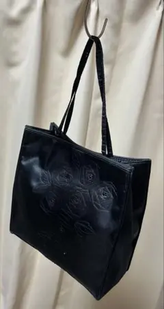 バラ刺繍 黒 トートバッグ
