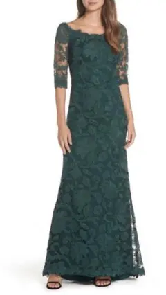 TADASHI SHOJI エメラルドグリーン レースドレス演奏会ウェディング