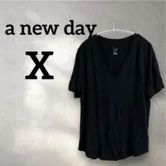 a new day 【X】Vネック Tシャツ ブラック