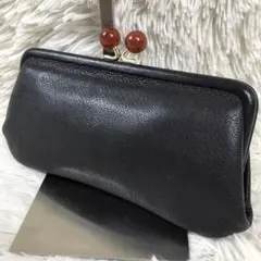 【未使用品】perché ペルケ　 黒がま口　長財布　本革