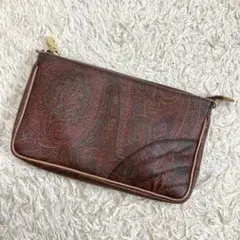 【美品】ETRO エトロ ハンドバッグ セカンドバッグ PVC レザー 総柄